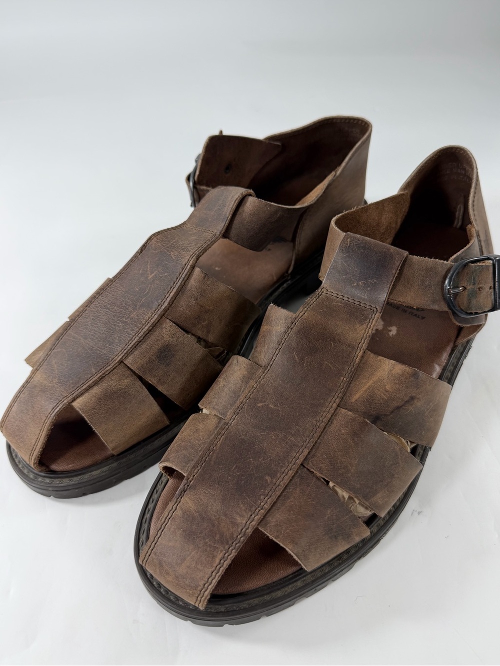 Dockers Made in Italy Leather Fisherman Sandals Men’s 11 Brown Lug Sole